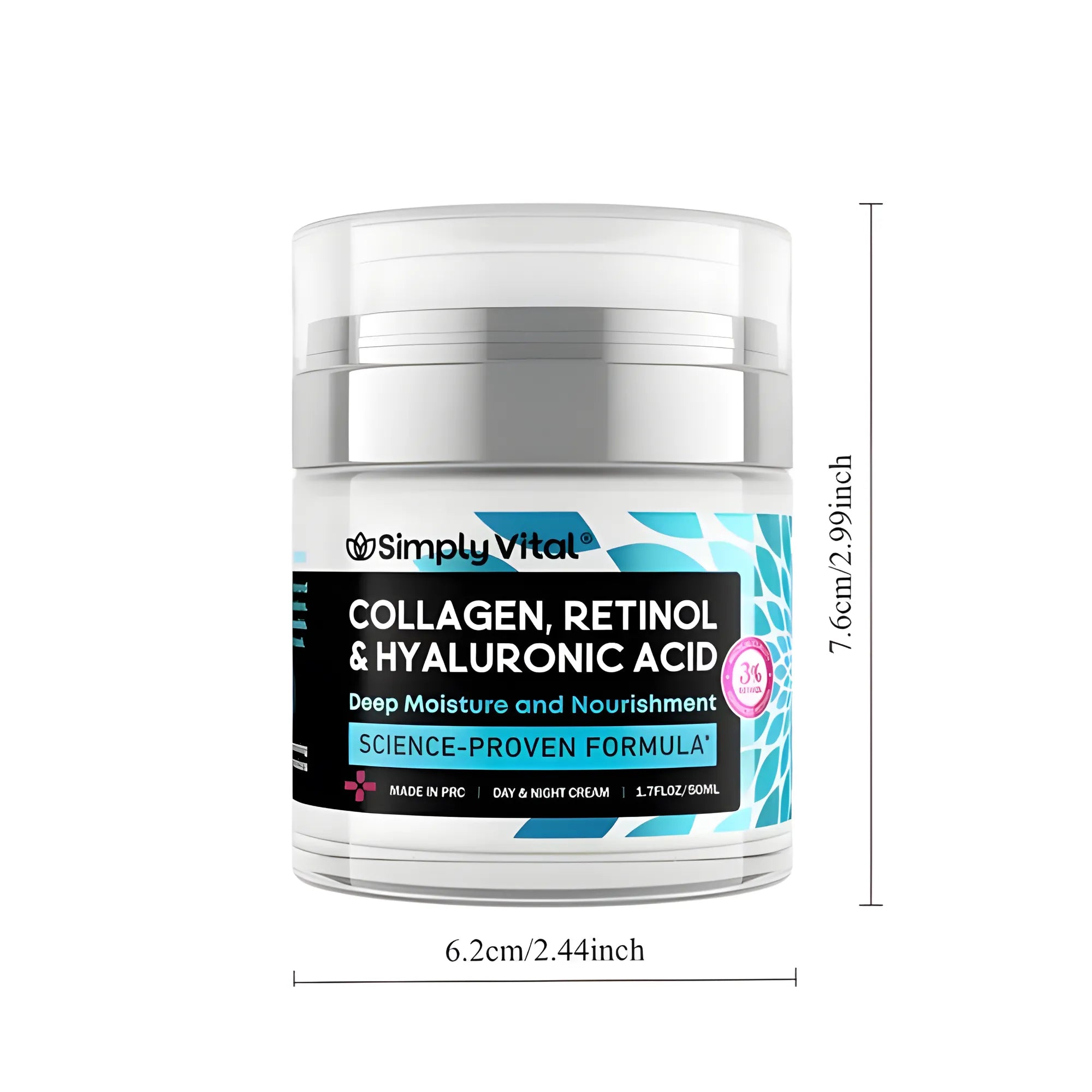 Crema Facial Antiedad 50ml | Retinol + Colágeno + Ácido Hialurónico | Hidratación Profunda Día y Noche con Protección Solar | Libre de Parabenos