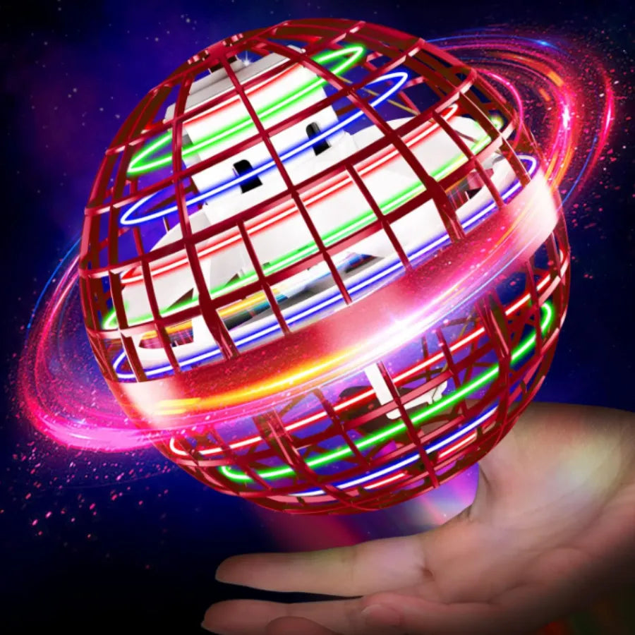 Dron Bola Voladora Inteligente con Luces LED | Esfera Boomerang de Inducción, Carga USB y Protección Anti-Impactos