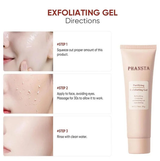 Gel Exfoliante Purificante PHANSTA | Limpiador Facial, Hidratación Profunda y Renovación Celular Sin Irritación
