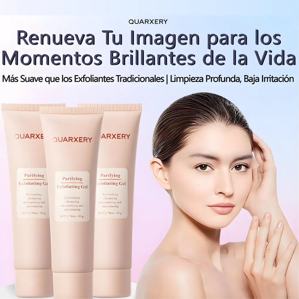 Gel Exfoliante Facial QUARXERY 50g | Limpiador Profundo con Nicotinamida para Poros, Puntos Negros y Luminosidad | Inspirado en K-Beauty