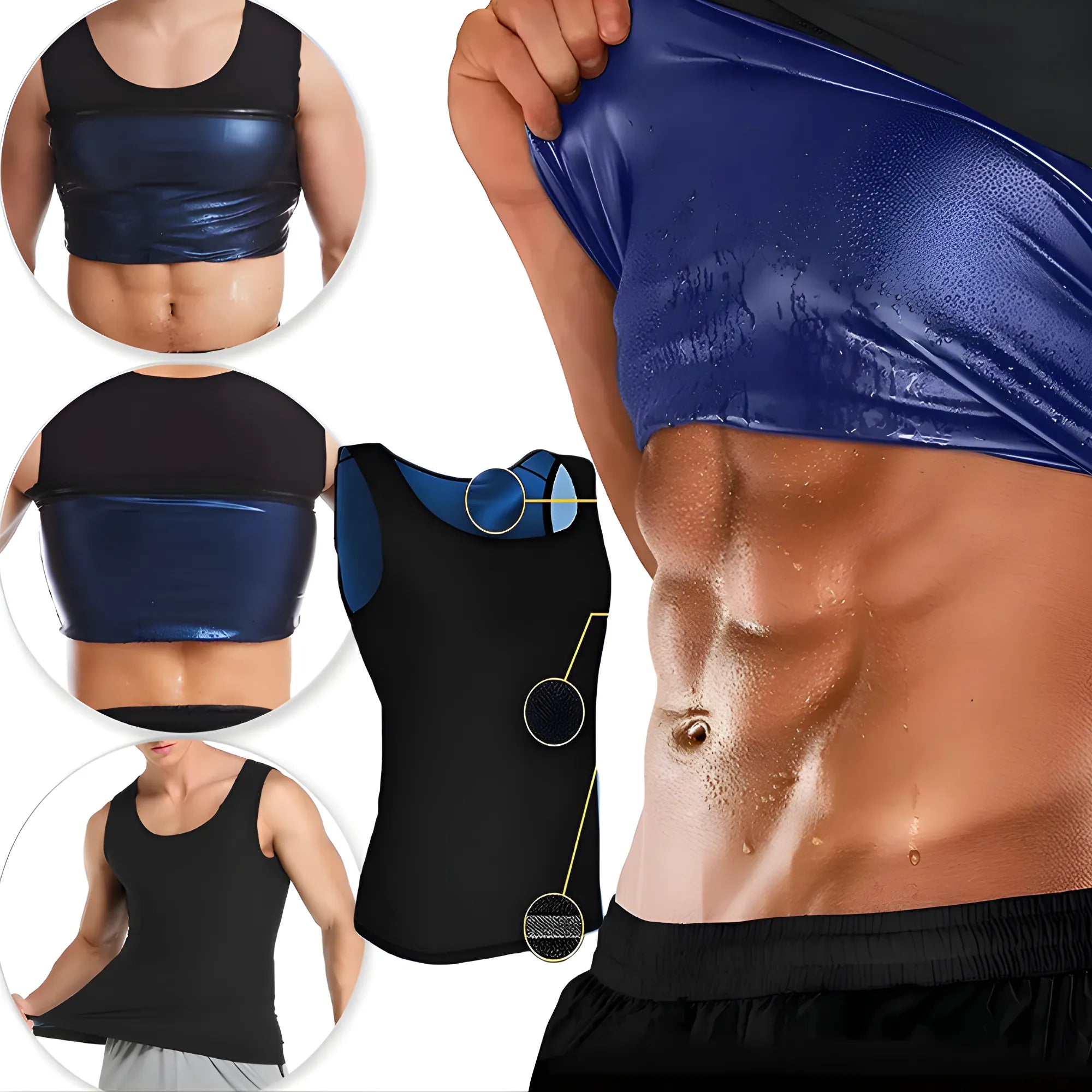 Faja Sauna para Hombre Chaleco Moldeador Térmico | Faja de Compresión Abdominal para Sudoración Extrema | Quema de Calorías y Soporte Muscular | Efecto Vientre Plano Inmediato