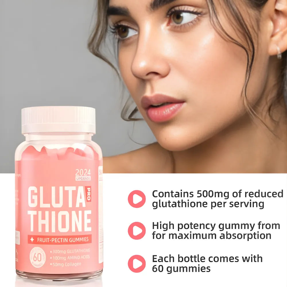 Gomitas de Glutatión Iluminadoras 60 Unidades | Antioxidante Potente para Piel Radiante y Joven | Reduce Manchas e Hiperpigmentación | Apoyo Natural a la Salud del Hígado | Suplemento Delicioso y Portátil