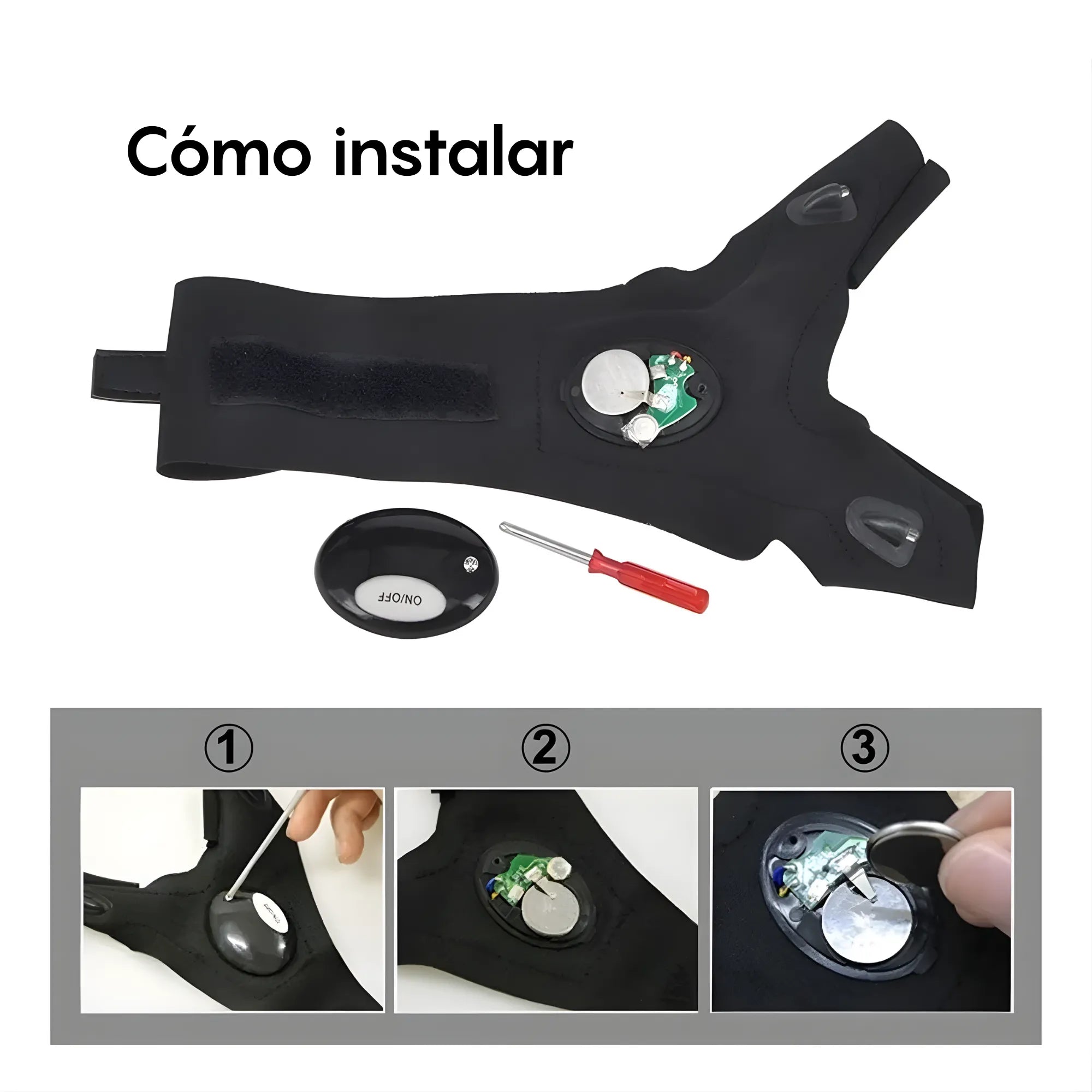 Guante con Luz LED Manos Libres | Linterna Integrada para Pesca, Camping y Reparaciones, Ajustable y Transpirable (1 Unidad)