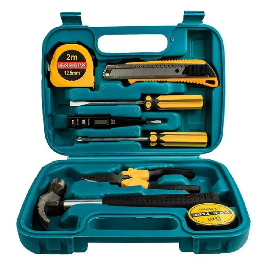 Juego de Herramientas Mecánicas 8 Piezas con Estuche Portátil | Kit Básico para Reparaciones del Hogar en Acero Sólido | Diseño Moderno Verde