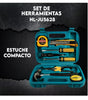 Juego de Herramientas Mecánicas 8 Piezas con Estuche Portátil | Kit Básico para Reparaciones del Hogar en Acero Sólido | Diseño Moderno Verde