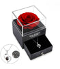 Rosa Eterna Preservada en Mini Joyero de Lujo | Set con Collar de Corazón Gemas Mixtas | Regalo Romántico para Aniversario, Cumpleaños y Día de la Madre | Caja de Terciopelo Elegante