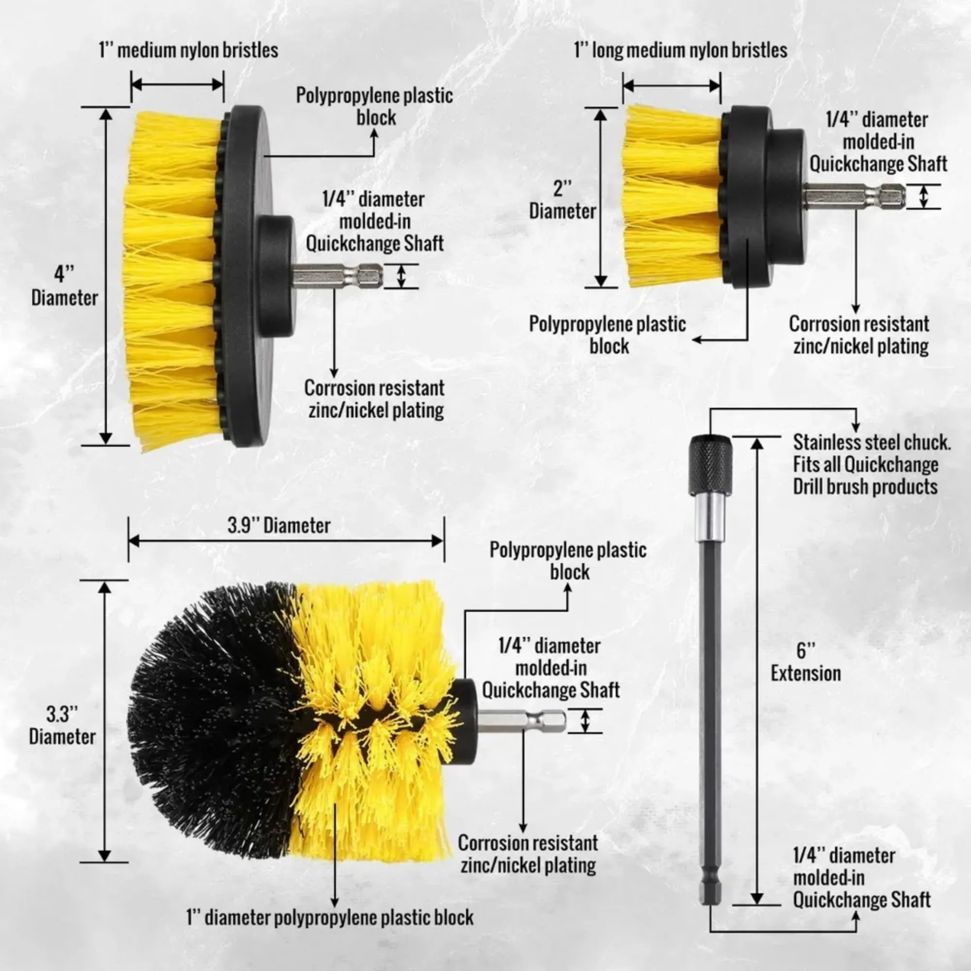 Kit de 12 Cepillos y Esponjas para Taladro Eléctrico | Juego de Limpieza Profunda Multiusos para Baños, Cocinas y Autos | Pulidor y Estropajo con Vástago Universal 1/4" | No Raya Superficies