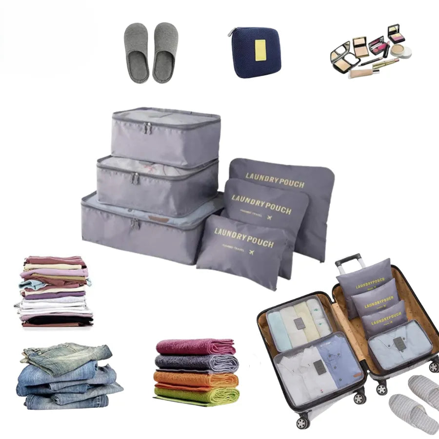 Set Kit Organizador de Viaje 6 Piezas | Cubos de Embalaje en Tela Oxford Duradera para Maletas y Equipaje de Mano