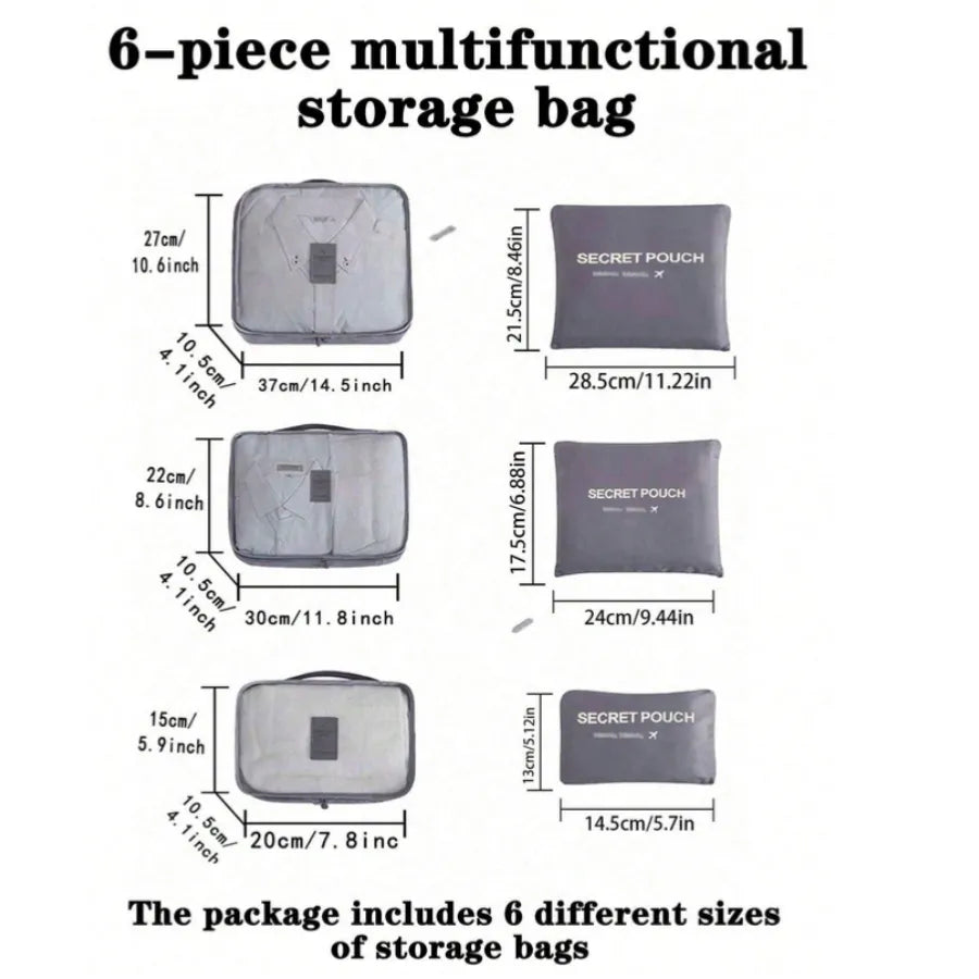 Set Kit Organizador de Viaje 6 Piezas | Cubos de Embalaje en Tela Oxford Duradera para Maletas y Equipaje de Mano