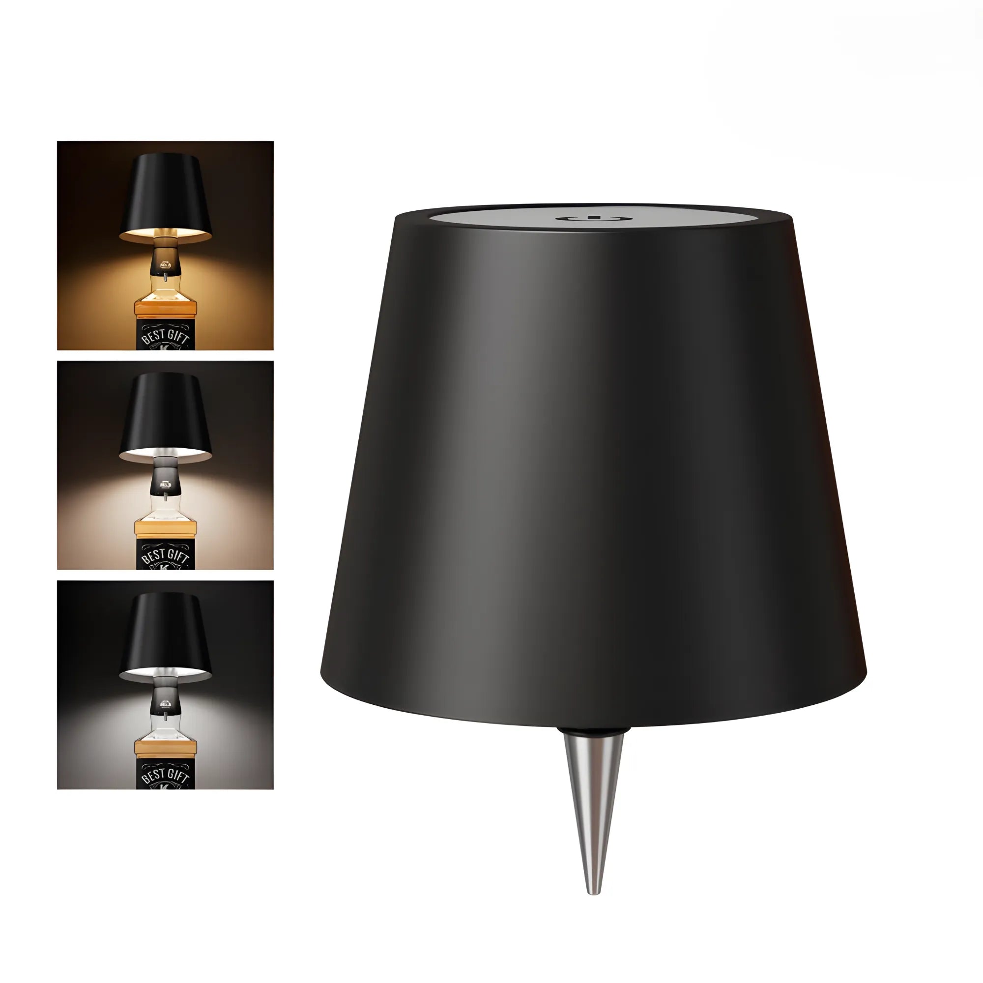 Lámpara de Botella Inalámbrica LED Recargable | Adaptador Universal para Botellas de Vino y Licores | Control Táctil Dimmer y 3 Modos de Luz | Impermeable IP54 para Interior y Exterior