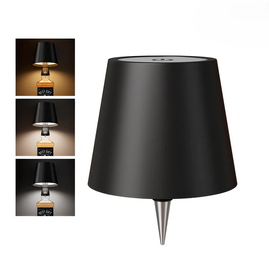 Lámpara de Botella Inalámbrica LED Recargable | Adaptador Universal para Botellas de Vino y Licores | Control Táctil Dimmer y 3 Modos de Luz | Impermeable IP54 para Interior y Exterior
