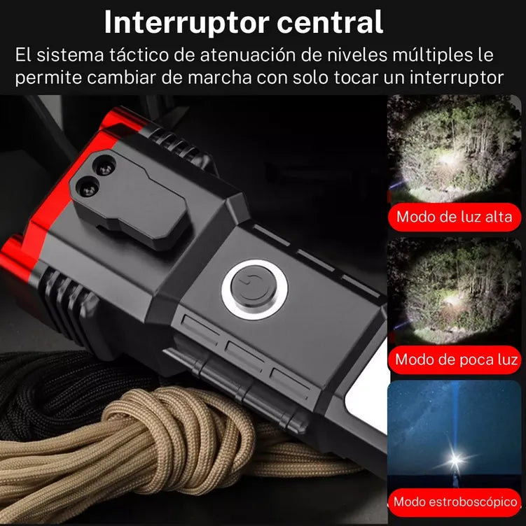 Linterna Martillo de Seguridad 4-en-1 | Powerbank Portátil, Rompe Vidrios y Cortador de Cinturón | Carga USB e Imanes de Sujeción