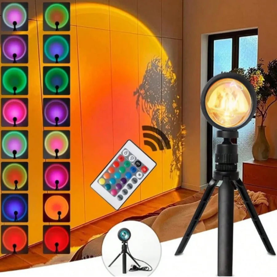 Lámpara de Puesta de Sol Inteligente Nexiora | Proyector Sunset con App y Control Remoto | 16 Colores RGB Ilimitados | Sincronización con Música y Micrófono | Temporizador Programable | Ideal para TikTok, YouTube y Decoración Estética