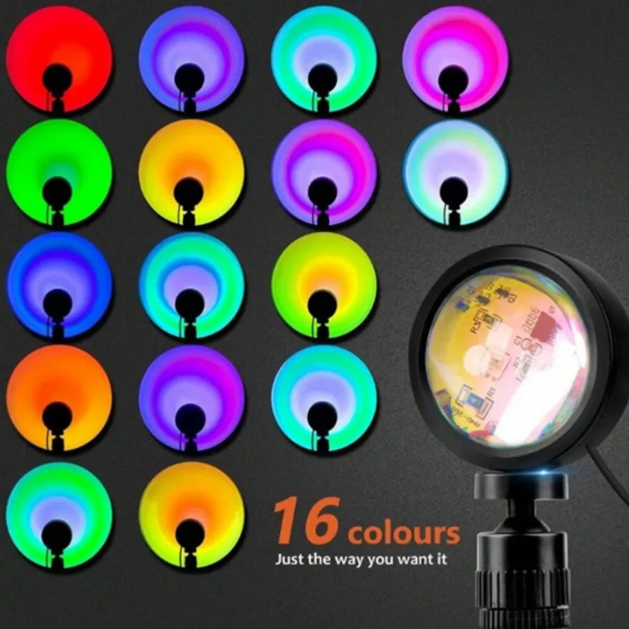 Lámpara de Puesta de Sol Inteligente Nexiora | Proyector Sunset con App y Control Remoto | 16 Colores RGB Ilimitados | Sincronización con Música y Micrófono | Temporizador Programable | Ideal para TikTok, YouTube y Decoración Estética