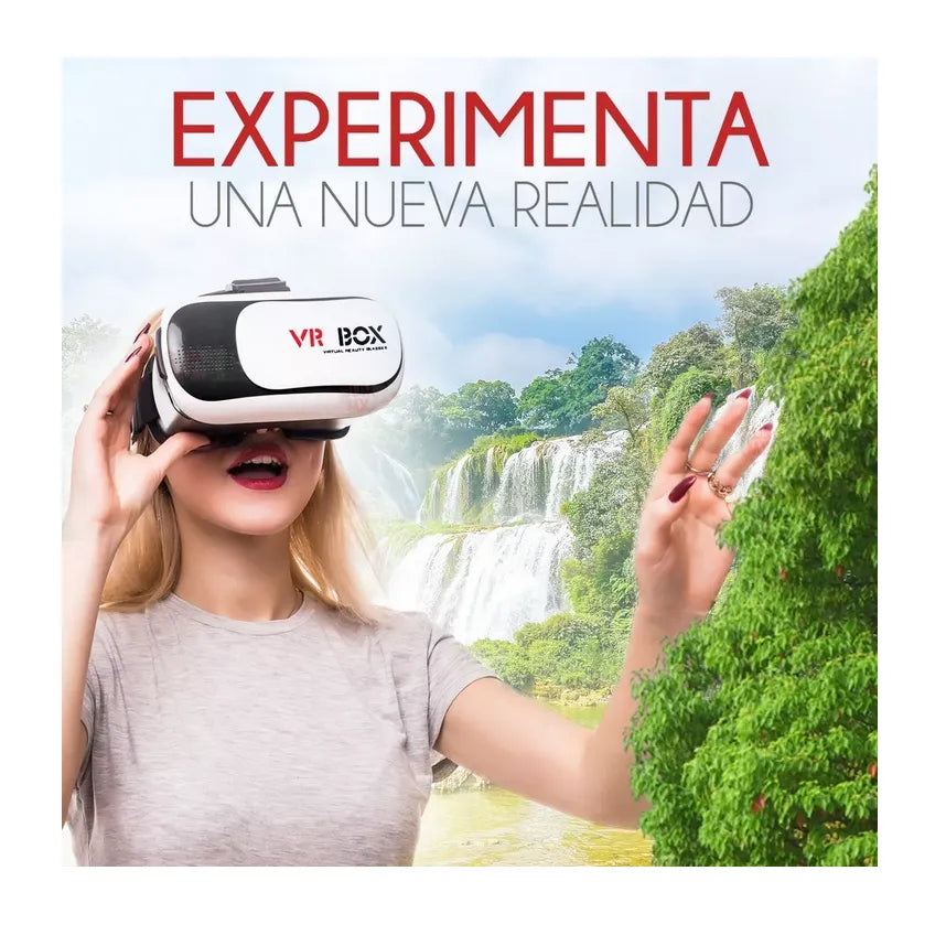 Lentes VR Box de Realidad Virtual 3D | Visión Inmersiva para iOS y Android, Lentes Ajustables y Ventana para Realidad Aumentada