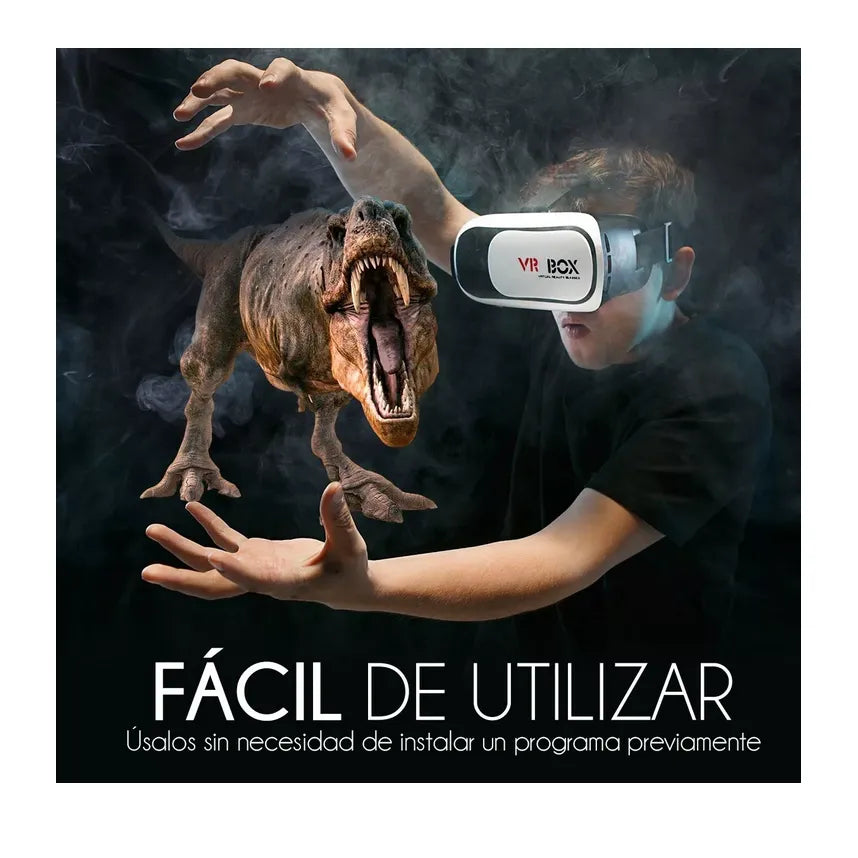 Lentes VR Box de Realidad Virtual 3D | Visión Inmersiva para iOS y Android, Lentes Ajustables y Ventana para Realidad Aumentada