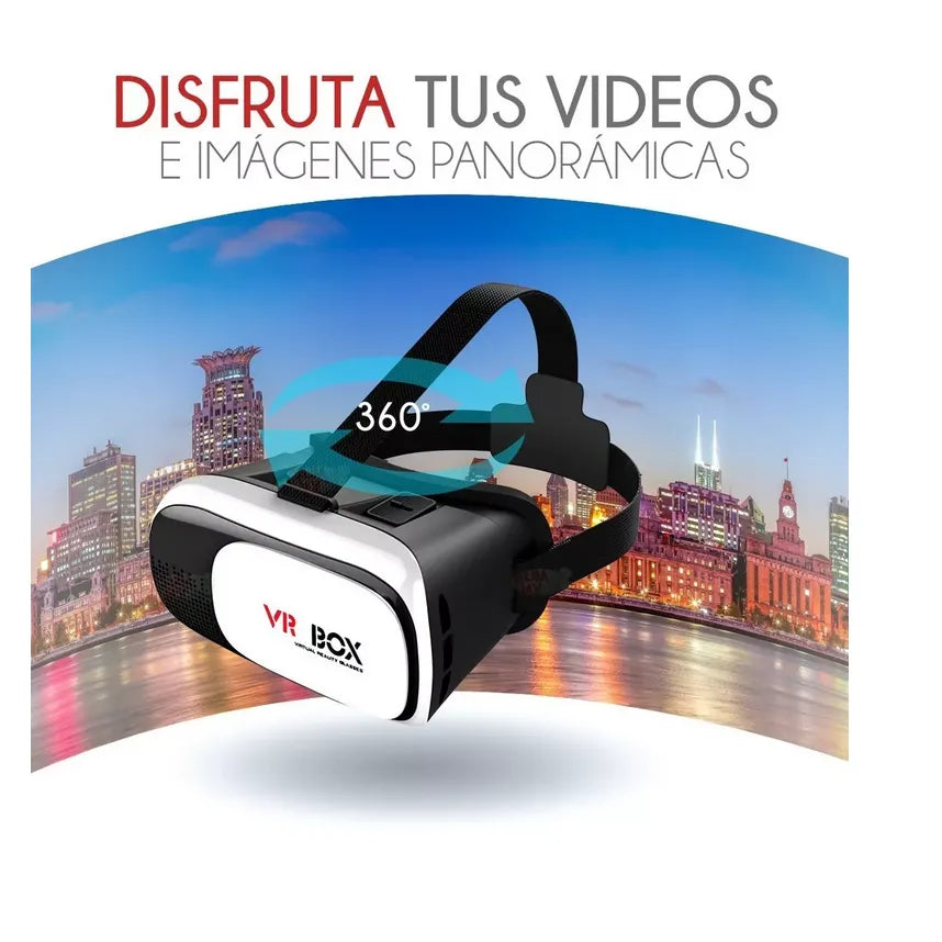 Lentes VR Box de Realidad Virtual 3D | Visión Inmersiva para iOS y Android, Lentes Ajustables y Ventana para Realidad Aumentada