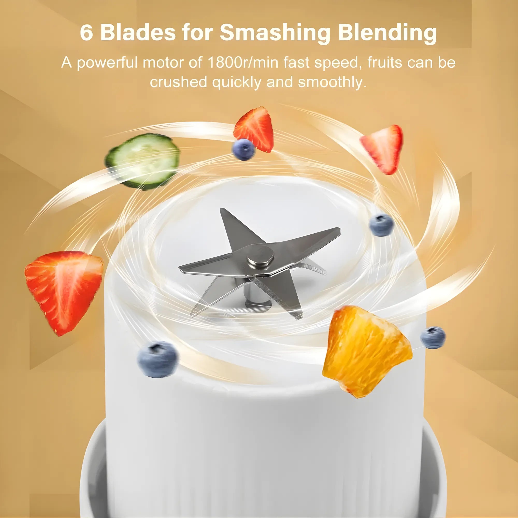 Licuadora Portátil Recargable USB 380ml | Batidora Personal con 4 Cuchillas de Acero Inoxidable | Mezclador de Frutas y Jugos para Viajes, Gimnasio y Oficina