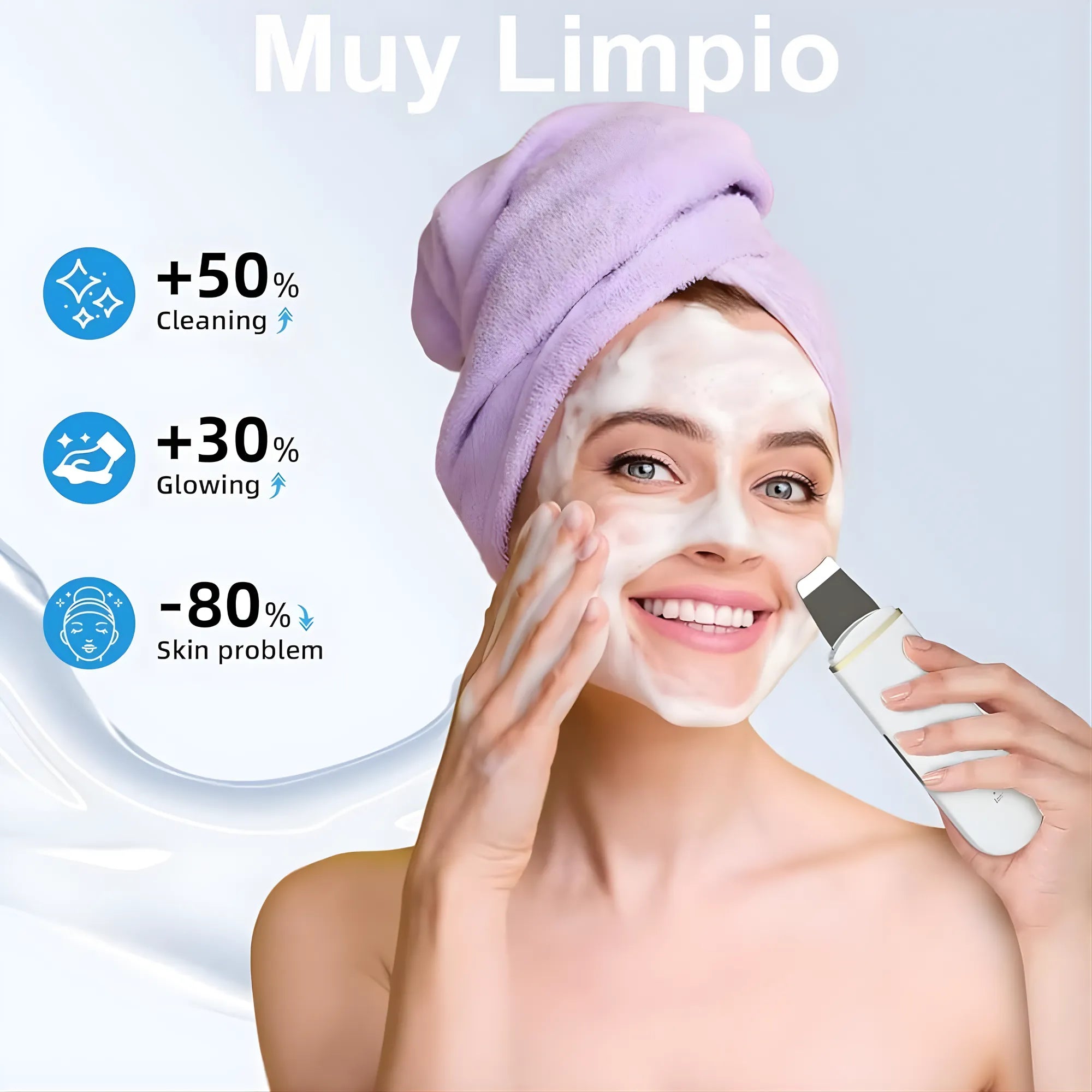 Limpiador Facial Ultrasónico Pro | Espátula de Peeling para Puntos Negros y Limpieza de Poros | Tecnología 24K Hz | Regenerador de Colágeno Recargable