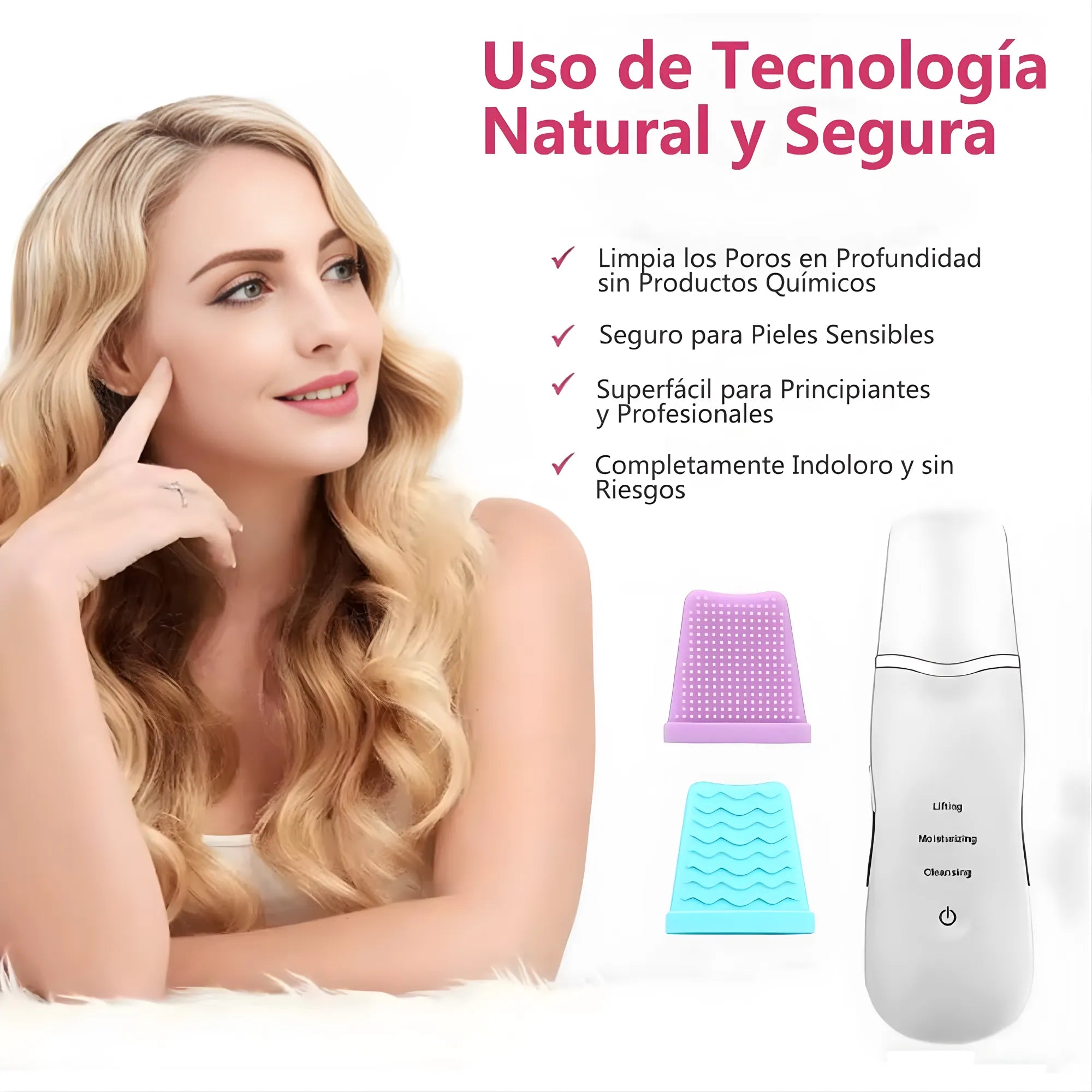 Limpiador Facial Ultrasónico Pro | Espátula de Peeling para Puntos Negros y Limpieza de Poros | Tecnología 24K Hz | Regenerador de Colágeno Recargable
