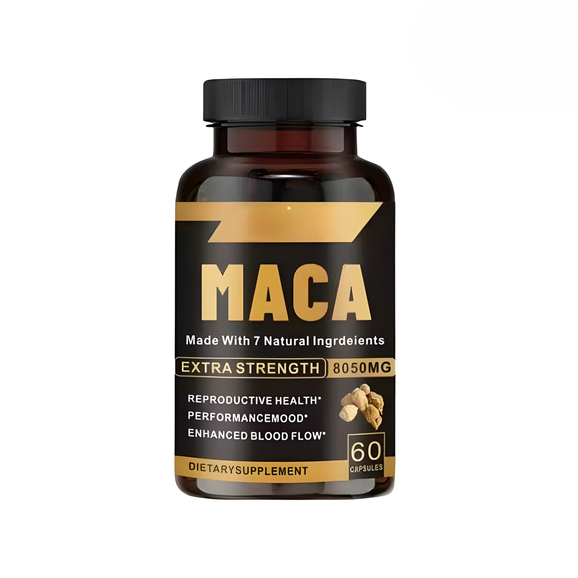Suplemento Maca Negra Complex 8050mg | Fórmula 7 en 1 con Ashwagandha, Tribulus y Shilajit | Potenciador de Energía, Masa Muscular y Bienestar General | Fórmula de Alta Absorción para Hombres y Mujeres | 60 Cápsulas Veganas
