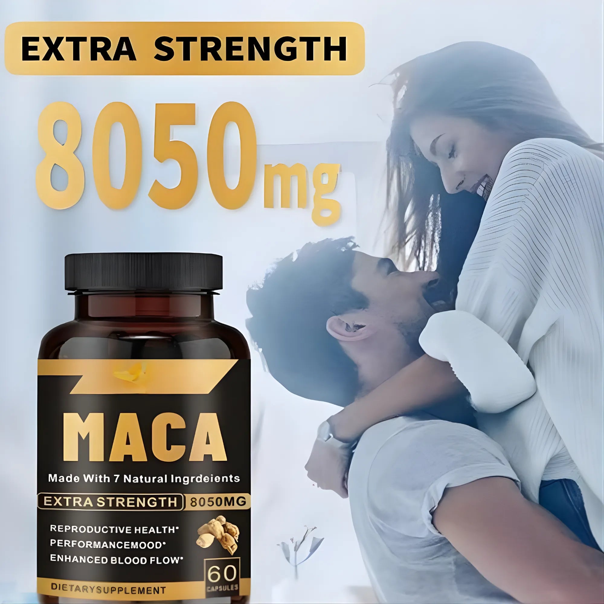 Suplemento Maca Negra Complex 8050mg | Fórmula 7 en 1 con Ashwagandha, Tribulus y Shilajit | Potenciador de Energía, Masa Muscular y Bienestar General | Fórmula de Alta Absorción para Hombres y Mujeres | 60 Cápsulas Veganas