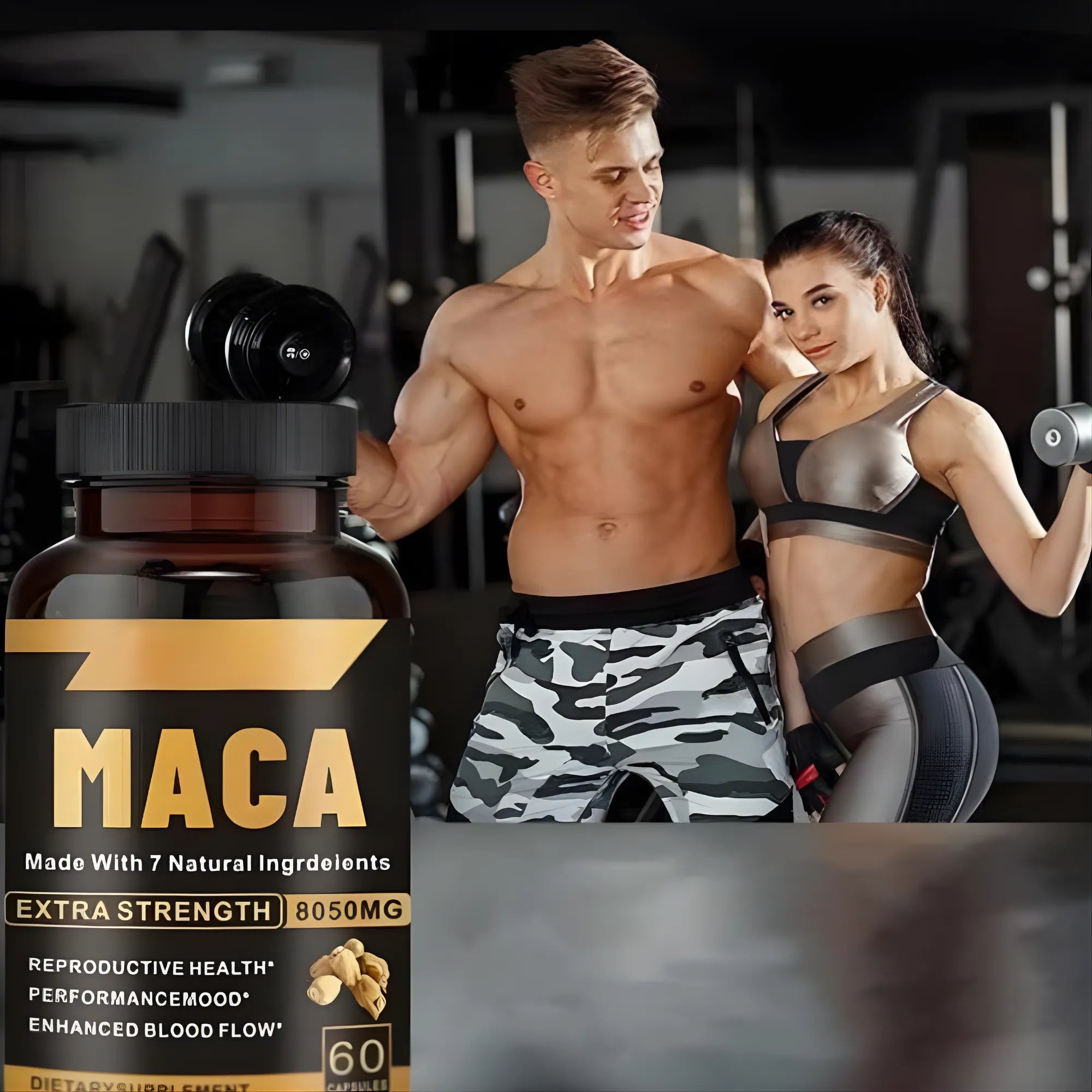 Suplemento Maca Negra Complex 8050mg | Fórmula 7 en 1 con Ashwagandha, Tribulus y Shilajit | Potenciador de Energía, Masa Muscular y Bienestar General | Fórmula de Alta Absorción para Hombres y Mujeres | 60 Cápsulas Veganas