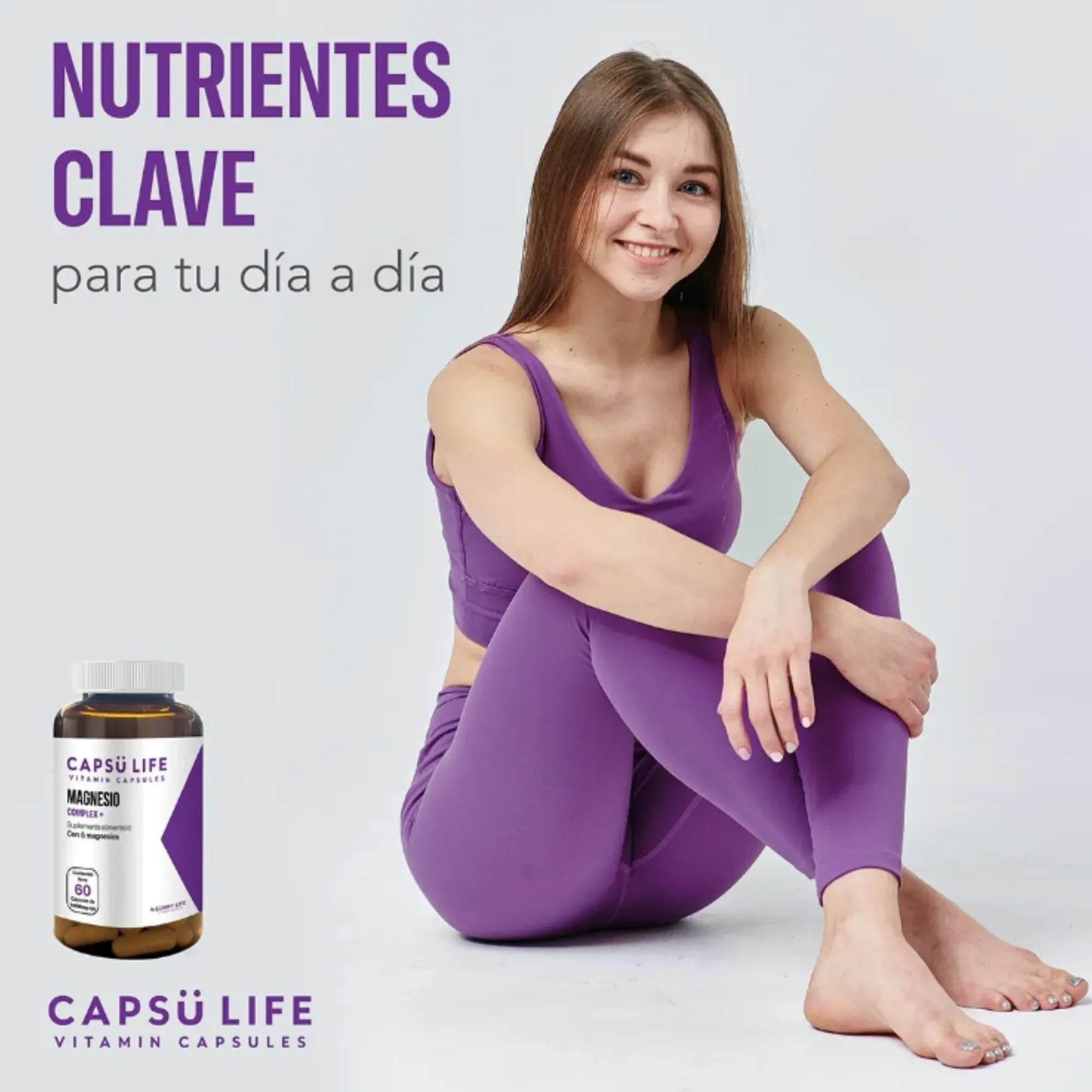 Magnesio Complex + Gummy Life 60 Cápsulas | Fórmula Avanzada de 5 Fuentes de Magnesio con Vitaminas B y C | Citrato, Glicinato y L-Treonato | Soporte para Sistema Nervioso, Energía y Músculos | 1,000 mg por Cápsula