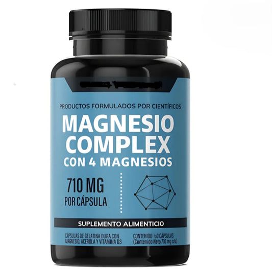 Suplemento Magnesio Complex 60 Cápsulas | Fórmula de Alta Absorción para Relajación Muscular y Calidad del Sueño | Alivio Natural del Estreñimiento y Migrañas | Apoyo para el Síndrome Premenstrual