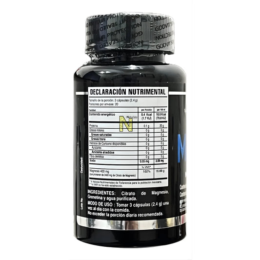 Citrato de Magnesio 800 mg Certificado COFEPRIS | 60 Cápsulas de Alta Pureza | Apoyo para Relajación Muscular, Sueño Reparador y Energía | Sin Aditivos