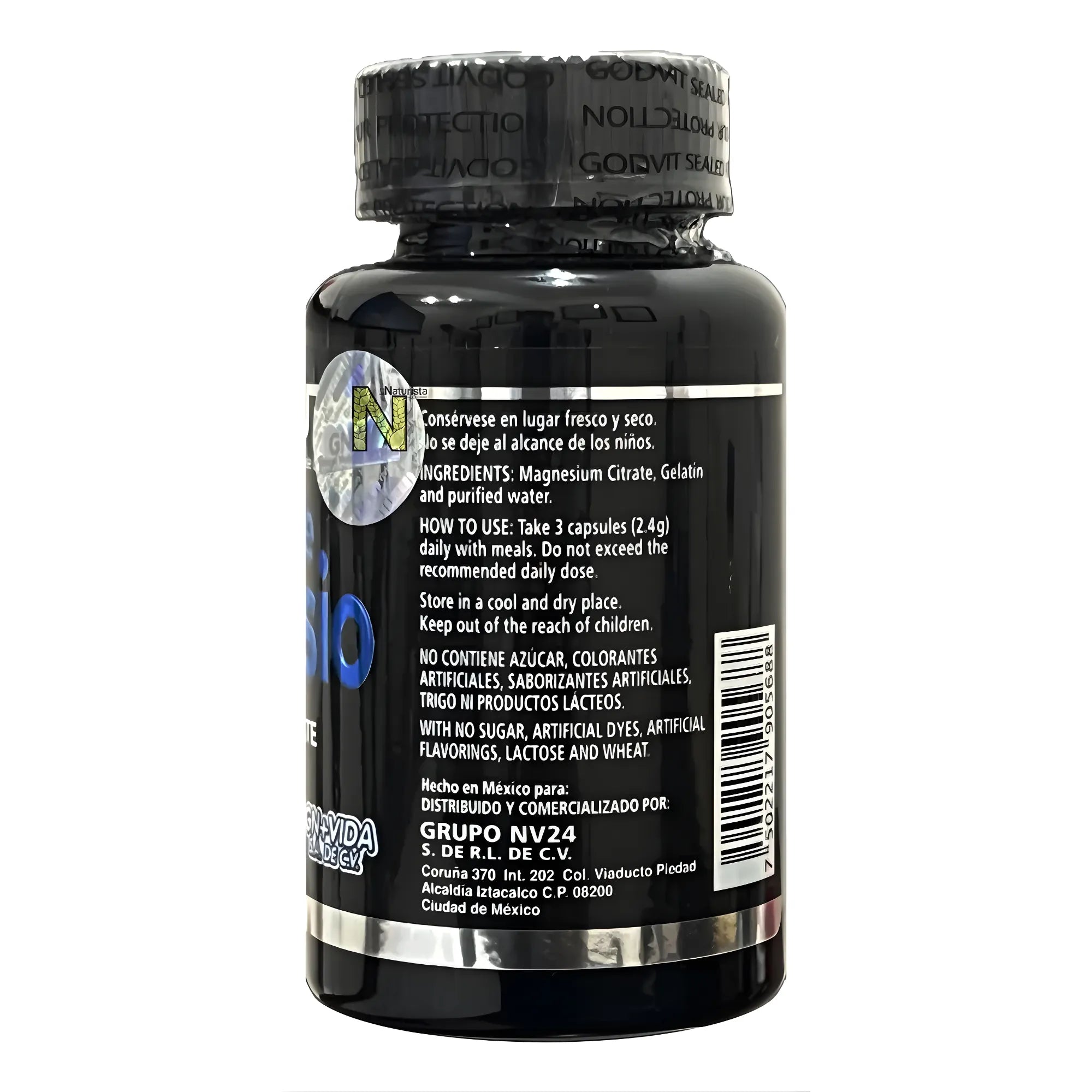 Citrato de Magnesio 800 mg Certificado COFEPRIS | 60 Cápsulas de Alta Pureza | Apoyo para Relajación Muscular, Sueño Reparador y Energía | Sin Aditivos