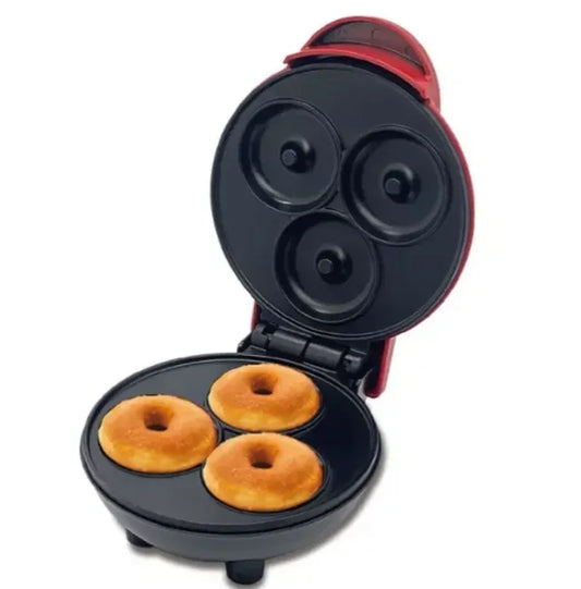 Mini Máquina de Donas 350W | Máquina Eléctrica para 7 Mini Donitas en Minutos | Placas Antiadherentes y Calentamiento Rápido