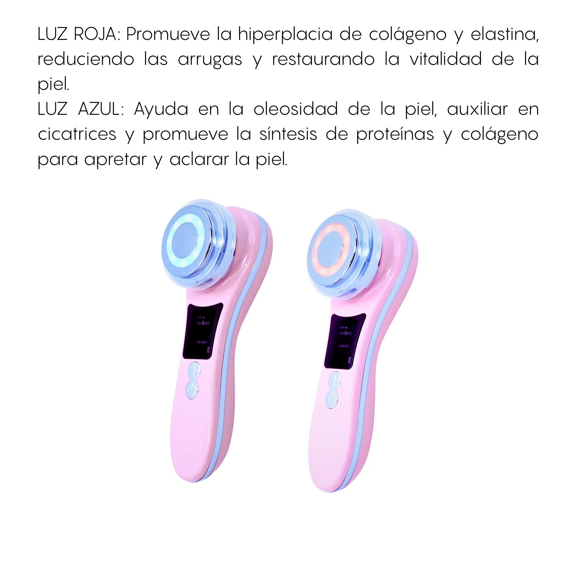 Masajeador Facial Rejuvenecedor de Fotón Nexiora | Dispositivo de Terapia de Luz LED Roja y Azul con Masaje Térmico 45°C | Tratamiento Anti-Arrugas, Lifting y Estimulador de Colágeno | Cuidado Facial Portátil y Ergonómico