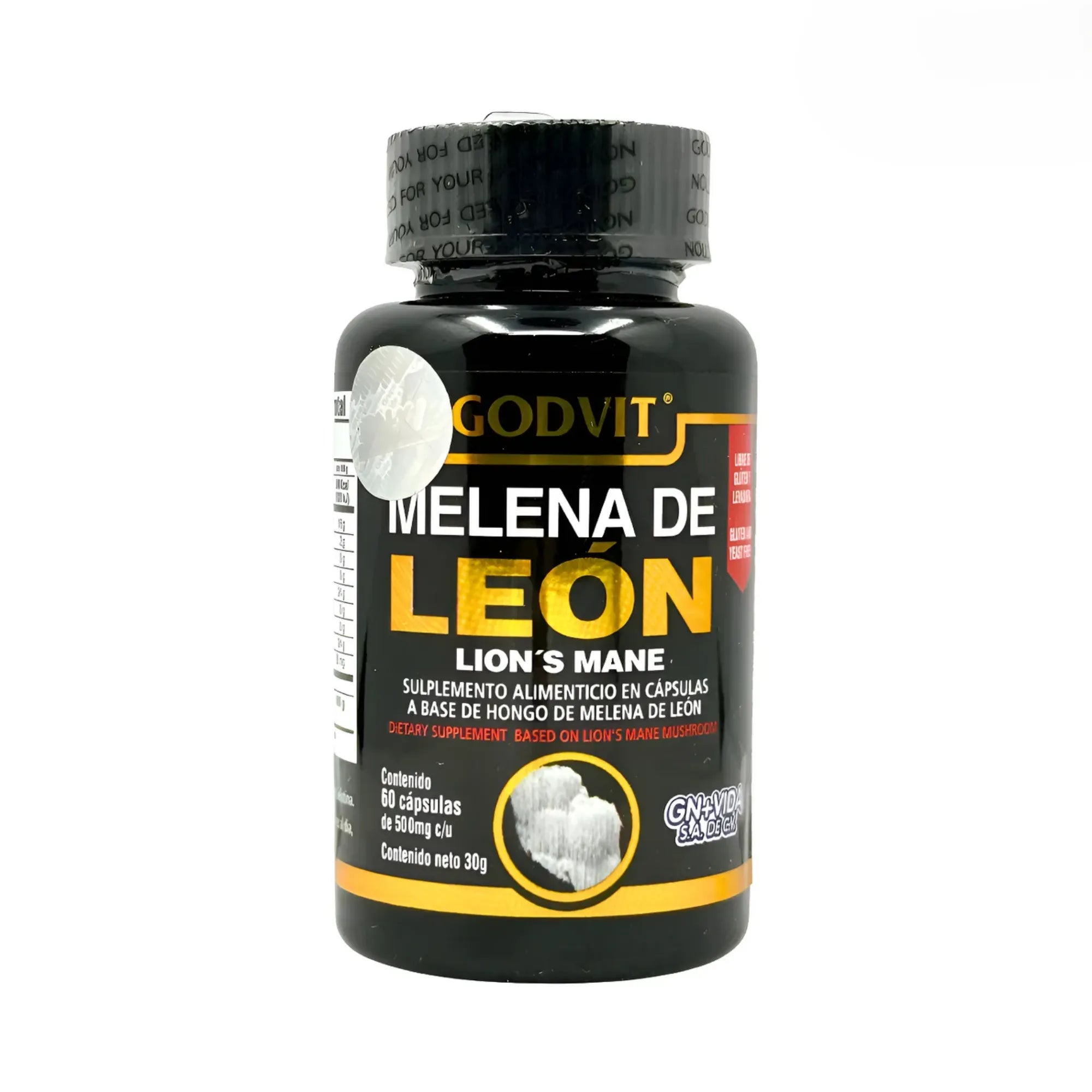 Suplemento Melena de León Godvit Nexiora | Certificado por COFEPRIS | Cápsulas de Extracto Puro Adaptógeno | Máximo Enfoque Mental, Concentración y Claridad Cognitiva | Soporte al Sistema Inmunológico | 100% Vegano, Sin Gluten ni Lactosa (60 Caps)