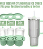 Molde de Silicona para Hielo de 3 Niveles | Diseñado para Vasos Stanley de 20 a 40 oz | Bandeja con Tapa Hermética Anti-Olores | Cubos Cilíndricos Huecos de Lenta Fusión | Ideal para Cócteles y Termos