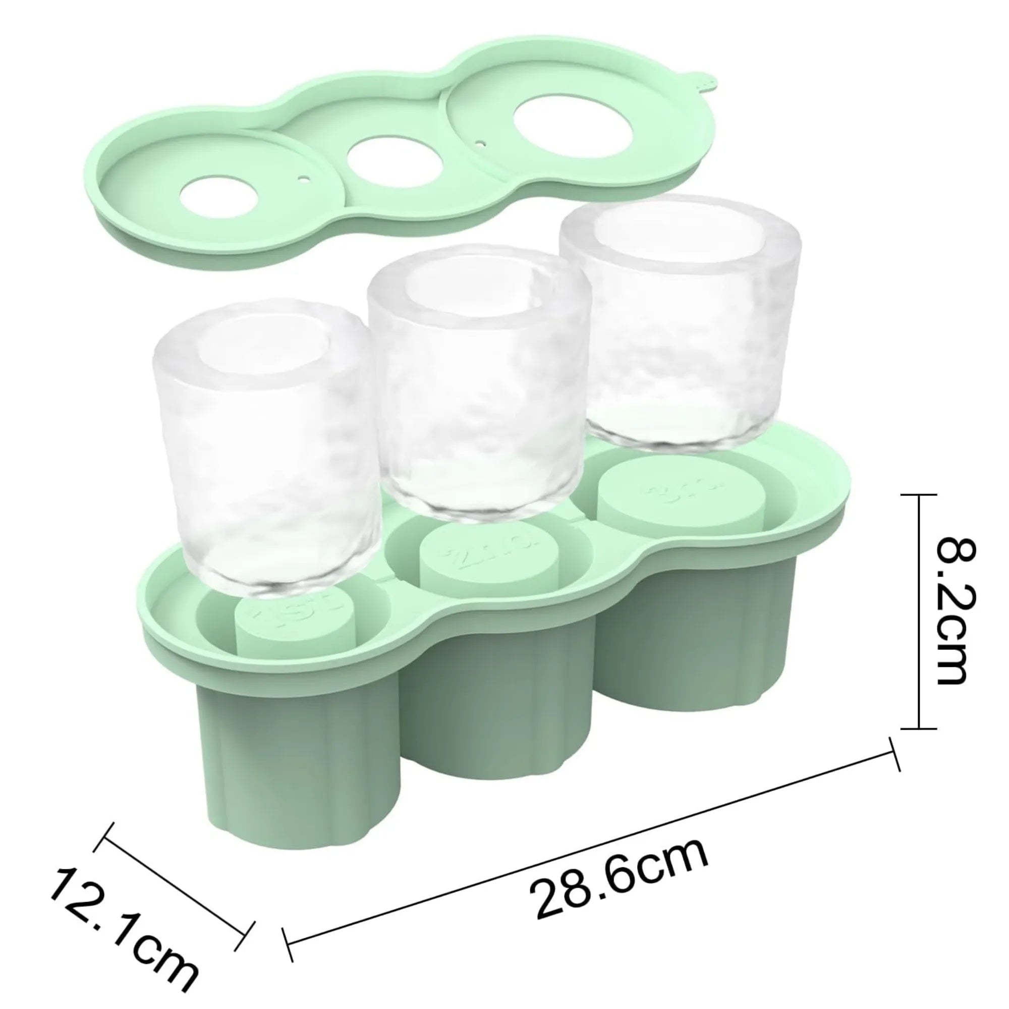 Molde de Silicona para Hielo de 3 Niveles | Diseñado para Vasos Stanley de 20 a 40 oz | Bandeja con Tapa Hermética Anti-Olores | Cubos Cilíndricos Huecos de Lenta Fusión | Ideal para Cócteles y Termos