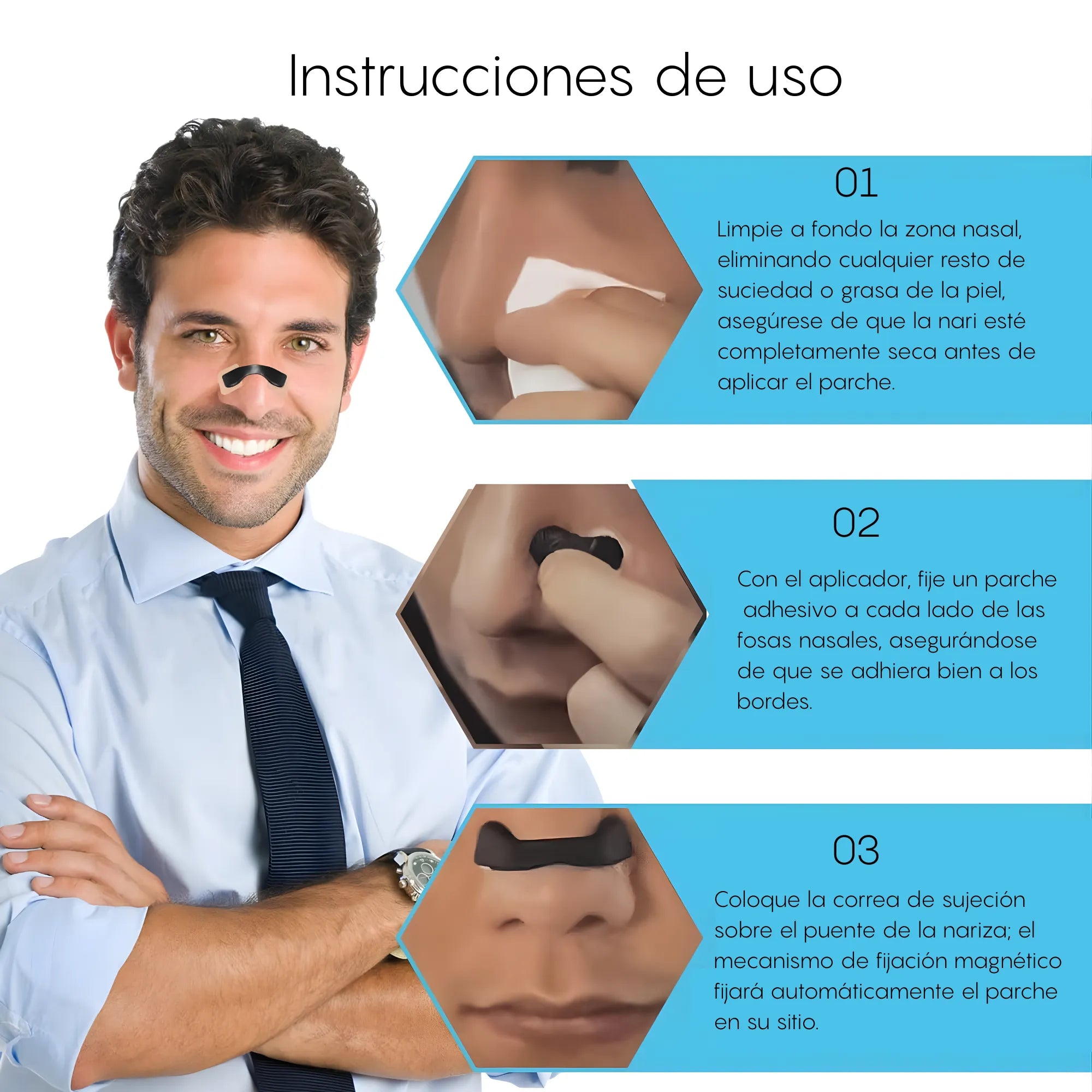 Kit de Dilatadores Nasales Magnéticos Antironquidos | Tiras para Mejora de Respiración y Rendimiento Deportivo | Silicona Médica Reutilizable