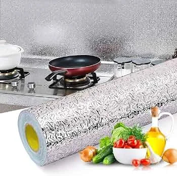 Papel Aluminio Autoadhesivo CocinaNova 3m | Revestimiento Antimanchas, Resistente al Calor y Grasa para Paredes y Muebles