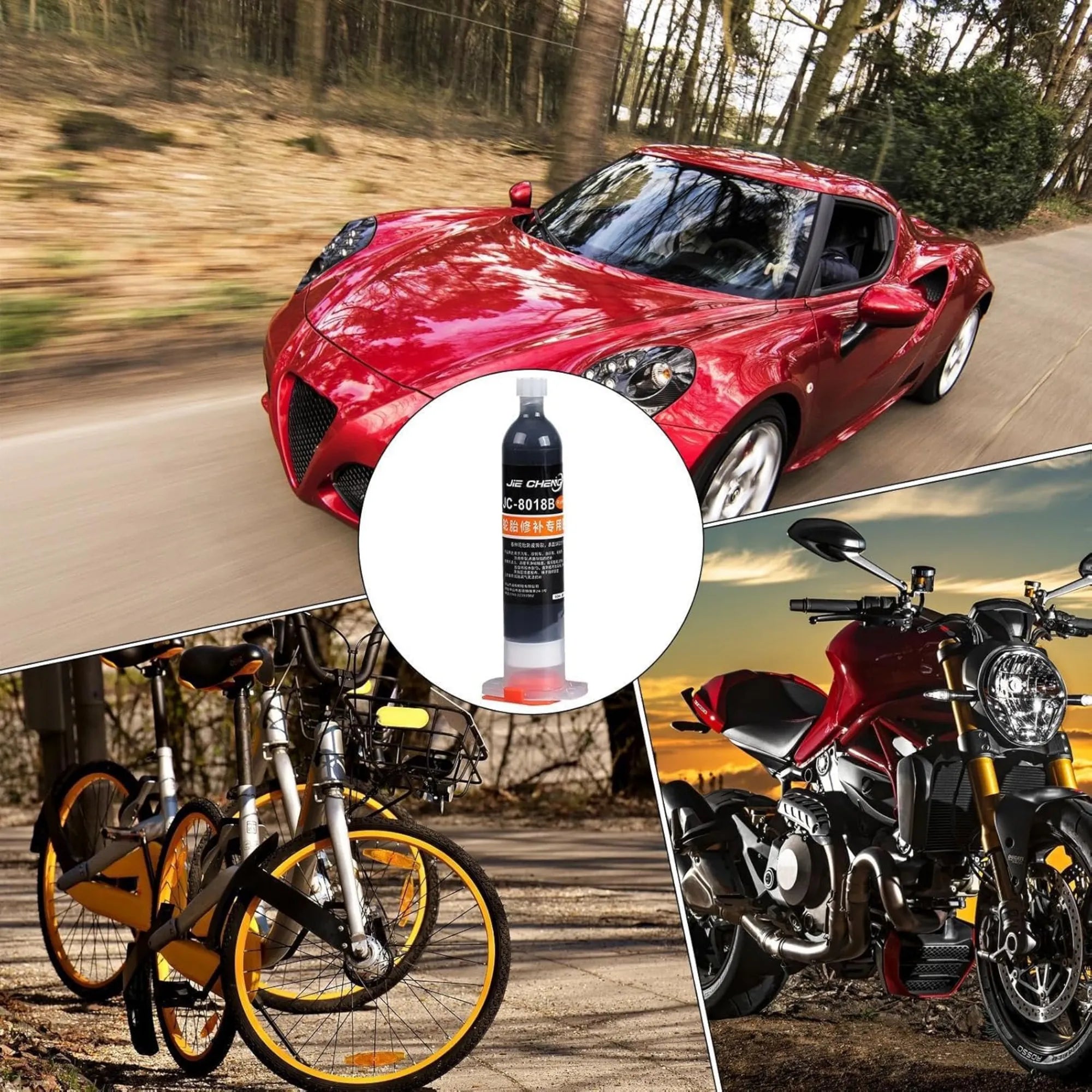 Pegamento para Reparación de Neumáticos 50ml | Sellador de Alta Resistencia e Impermeable | Curado Rápido para Emergencias en Auto y Moto