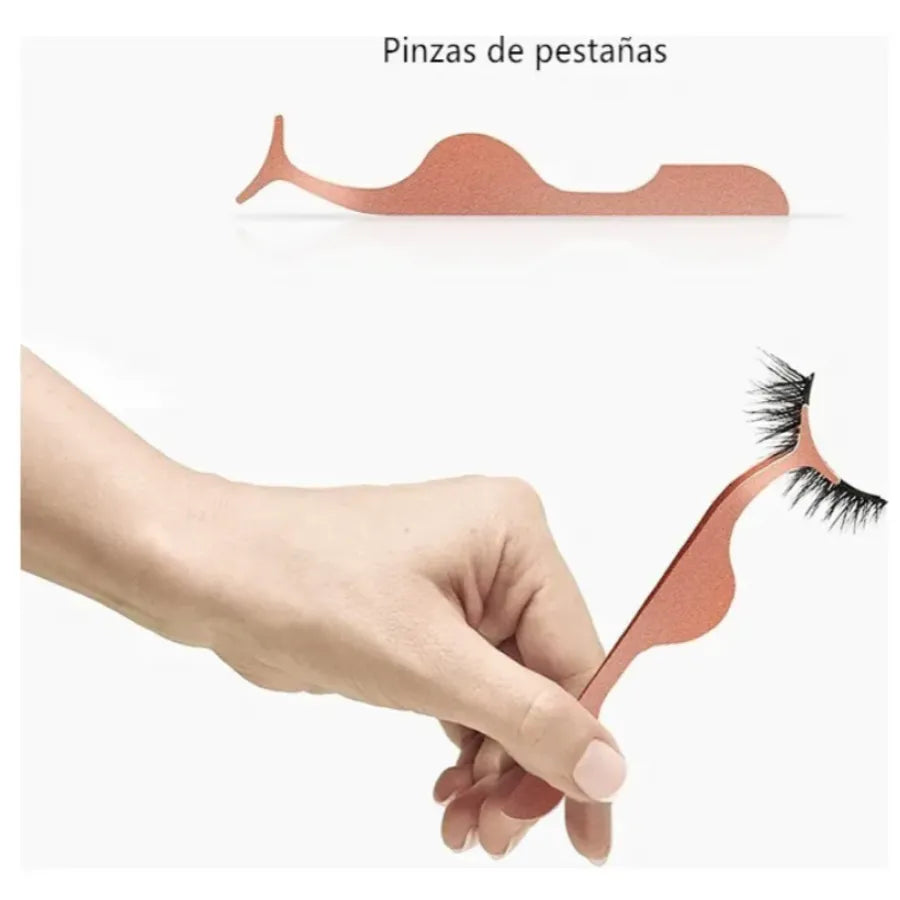 Kit de 10 Pares de Pestañas Magnéticas 3D con Delineador y Pinza | Sin Pegamento, Reutilizables e Impermeables para Mirada Intensa