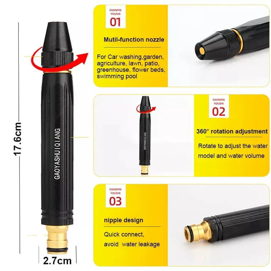 Pistola de Lavado de Alta Presión de Aluminio | Boquilla Ajustable, Ergonómica y Anti-Óxido para Hogar y Auto