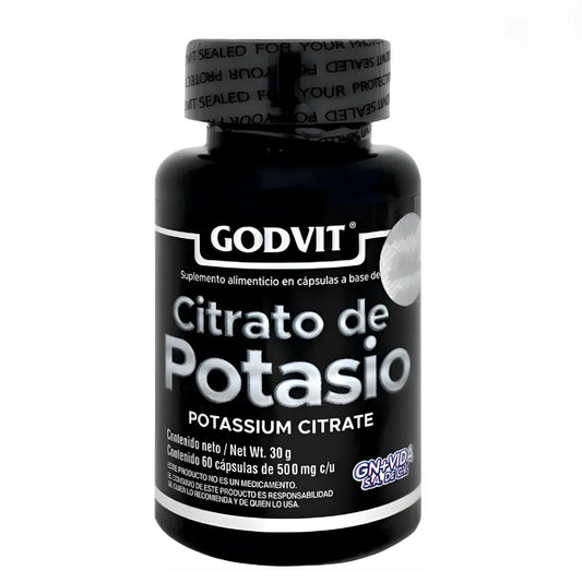 Citrato de Potasio Puro Certificado COFEPRIS | 60 Cápsulas de Apoyo Energético y Muscular | Suplemento Libre de Gluten y Lactosa | Equilibrio Electrolítico y Rendimiento Deportivo