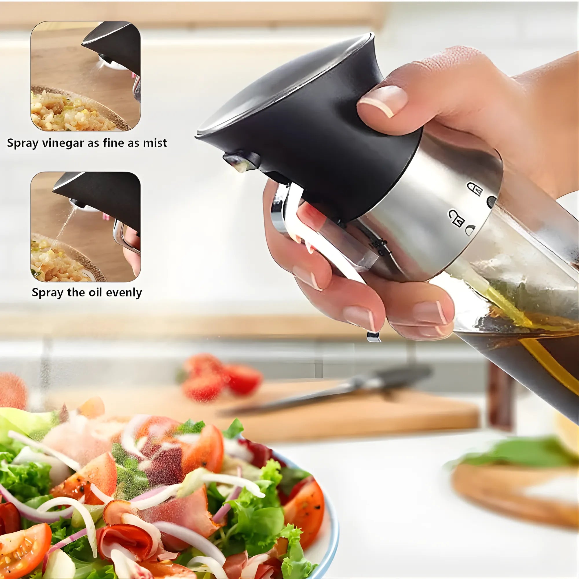 Pulverizador de Aceite y Vinagre 2 en 1 Nexiora | Botella Dual de 200ml con Boquillas Independientes | Atomizador de Precisión para Cocina Saludable | Material Grado Alimenticio Transparente