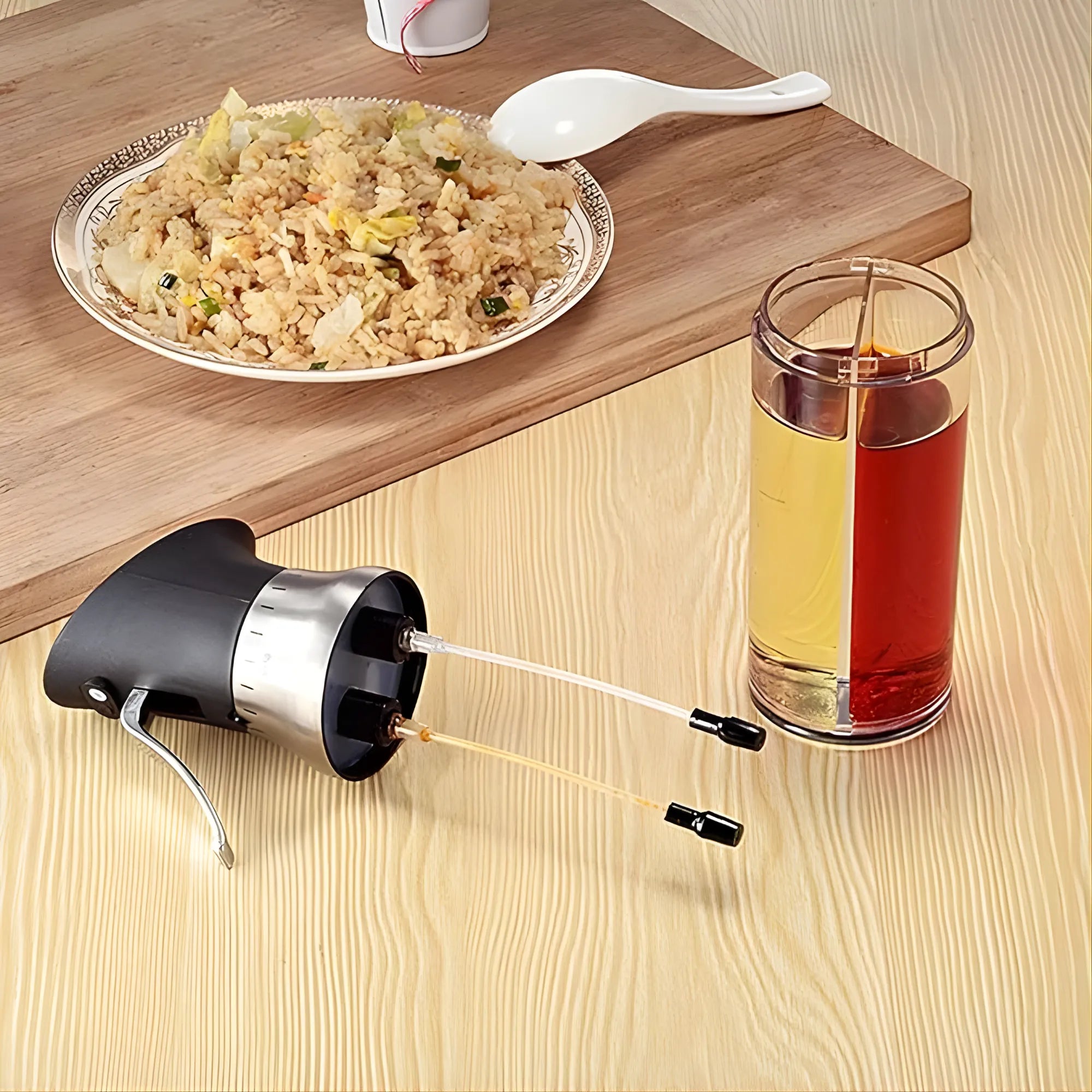 Pulverizador de Aceite y Vinagre 2 en 1 Nexiora | Botella Dual de 200ml con Boquillas Independientes | Atomizador de Precisión para Cocina Saludable | Material Grado Alimenticio Transparente