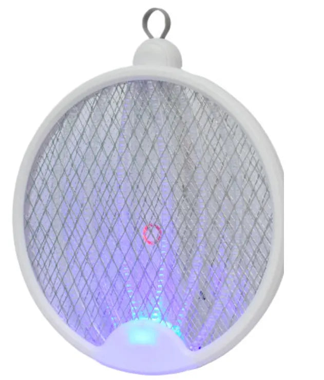 Raqueta Eléctrica Mata Mosquitos 2 en 1 | Trampa de Luz LED Púrpura 3000V | Diseño Plegable Recargable USB | Eliminador de Insectos Sin Químicos