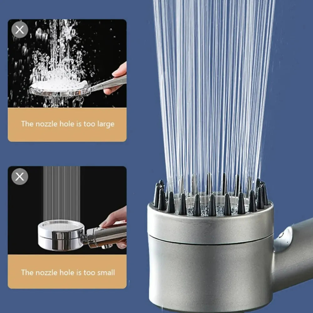 Regadera Ducha Masajeadora con 22 Tiras de Masaje | Alta Presión con Filtro PP, 3 Modos de Rociado y Botón de Ahorro de Agua