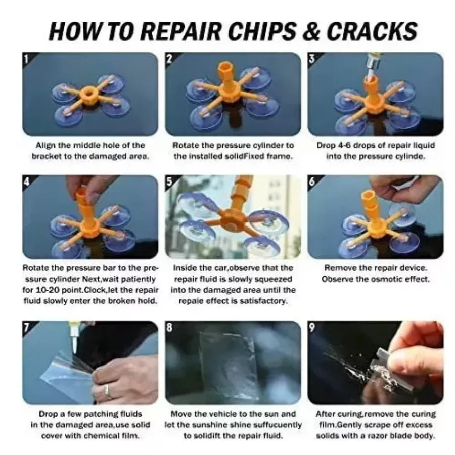 Kit Reparador de Parabrisas y Cristales de Auto | Resina de Reparación Invisible para Vidrio Laminado | Solución Antigrietas Profesional