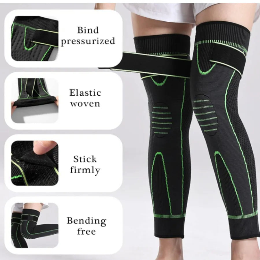 Rodillera Larga de Compresión Autocalentable | Acupresión con Artemisa y Turmalina, Alivio Articular y Mejora de Circulación