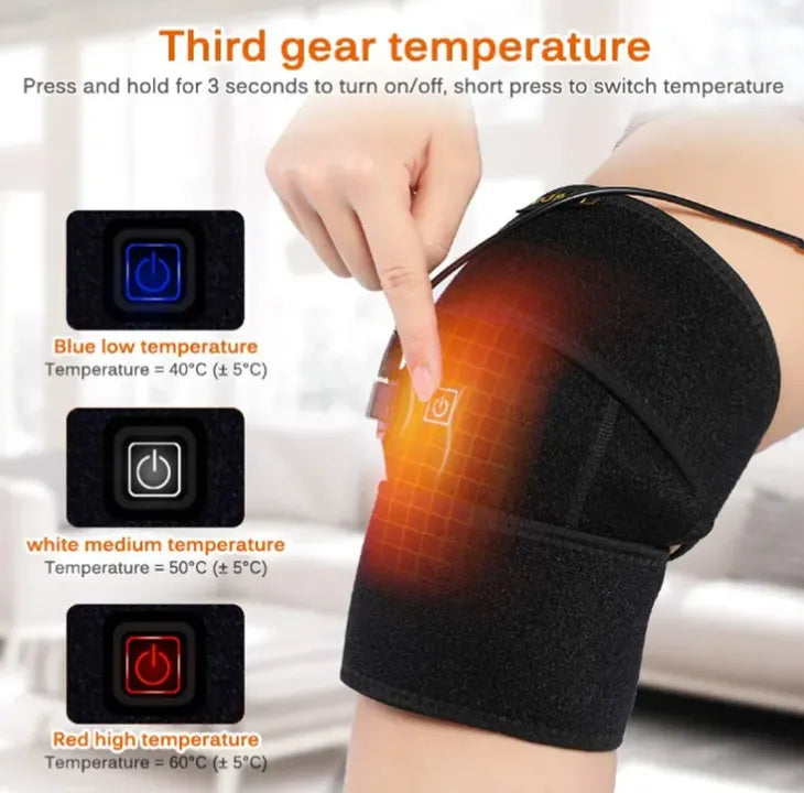 Rodillera Térmica con Calefacción Eléctrica USB | Soporte Ajustable para Alivio del Dolor y Recuperación de Lesiones | Terapia de Calor y Frío para Piernas y Brazos