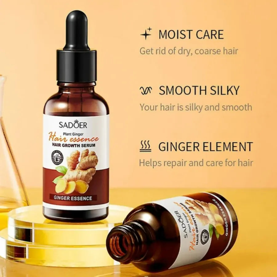 Sérum de Crecimiento Capilar Rápido con Jengibre 30ml | Aceite Anticaída y Revitalizante para Hombre y Mujer | Tratamiento de Nutrición Profunda